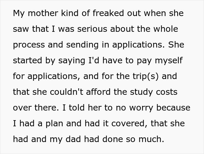 ALT text: Woman learns the truth about why she never got to study abroad due to her mother’s concerns and financial worries. ALT text: Woman learns the truth about why she never got to study abroad due to her mother’s concerns and financial worries.