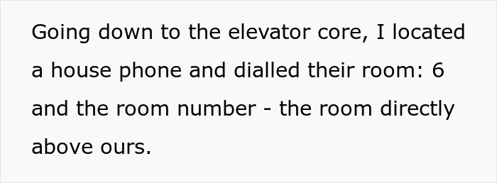 Text describing locating a hotel guest’s room number above and calling them via house phone near the elevator core. Text describing locating a hotel guest’s room number above and calling them via house phone near the elevator core.