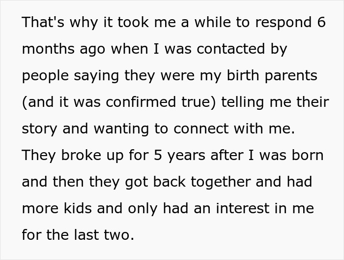 Man&rsquo;s birth family contacts him after abandonment, shocked he rejects reconnecting or having them in his life.