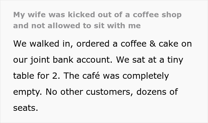 Couple upset over caf&eacute;&rsquo;s rigid rules after wife with allergies forced to stand outside during coffee date visit.