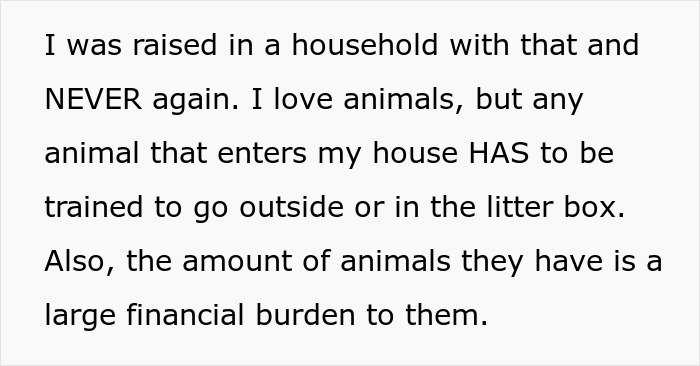Text discussing pet training and financial burden related to animals in the context of a mom retirement plan.