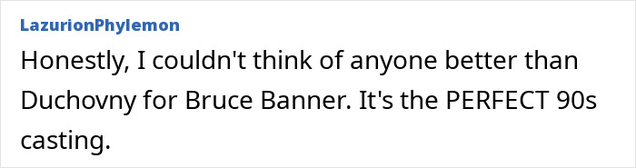 User comment praising AI recast of The Avengers as perfect 90s Hollywood casting going viral online. User comment praising AI recast of The Avengers as perfect 90s Hollywood casting going viral online.