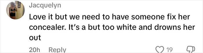 Screenshot of a social media comment criticizing the makeup concealer of the newly crowned Miss America. Screenshot of a social media comment criticizing the makeup concealer of the newly crowned Miss America.