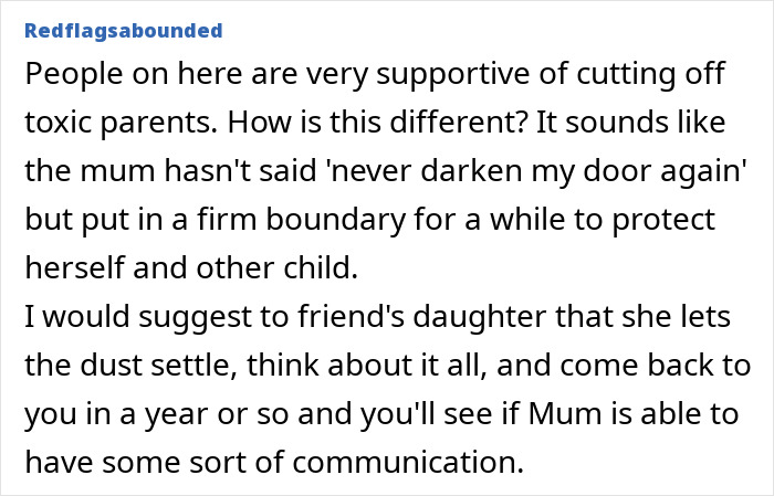 Supportive online discussion about setting boundaries and feeling sorry for friend's daughter in a toxic family situation. Supportive online discussion about setting boundaries and feeling sorry for friend's daughter in a toxic family situation.