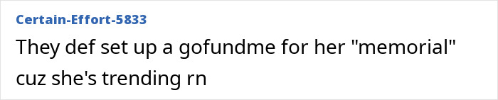 Comment discussing a GoFundMe set up for a trending missing 15-year-old girl found in the trunk of singer D4vd&rsquo;s Tesla.
