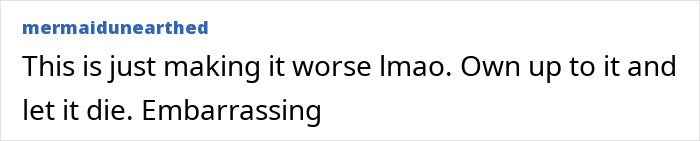 Text post from user mermaidwearthed expressing frustration and embarrassment over the Coldplay KissCam saga twist involving an HR exec&rsquo;s husband.