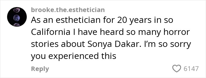 Comment from esthetician with 20 years experience mentioning horror stories about celebrity facialist causing permanent disfigurement.