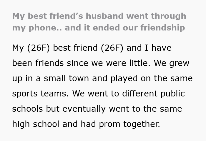 Text describing a woman cutting off a long-term friend after her privacy violation suspicions were dismissed.