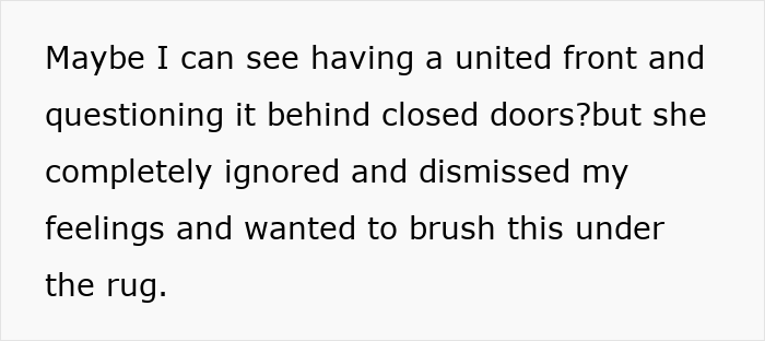 Text excerpt showing a woman expressing how her suspicions of privacy violations were dismissed, leading to cutting off a long-term friend.