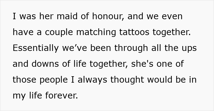 Alt text: Woman cuts off long-term friend after privacy violation suspicions were ignored, ending a lifelong friendship with matching tattoos.