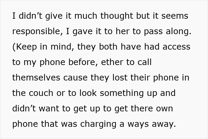 Text excerpt discussing privacy concerns and phone access related to woman cutting off long-term friend over privacy violations.