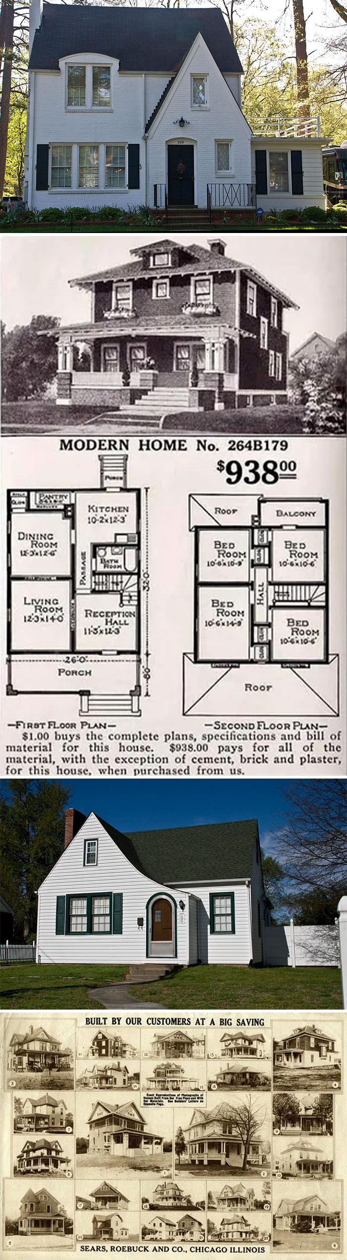 Vintage and modern homes with floor plans and designs showcasing inspiring facts about house building and architecture.