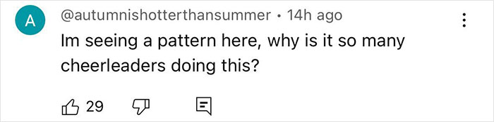 Comment on social media questioning why many cheerleaders are involved in similar incidents, related to newborn closet case.