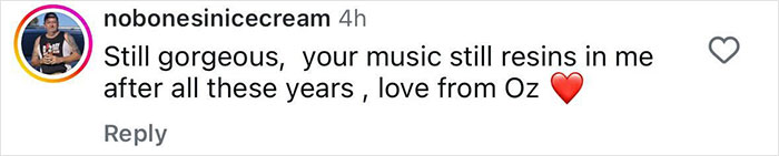 Comment on Instagram from user nobonesinicecream expressing admiration for a 51-year-old 90s star's toned body and fitness secrets.