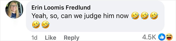 Facebook comment by Erin Loomis Fredlund reacting with laughing emojis on a viral clip of Simon Cowell after a bike accident survival.