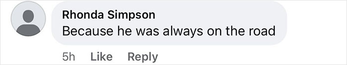 Comment by Rhonda Simpson stating Because he was always on the road, related to clues signaling Nicole Kidman and Keith Urban split.