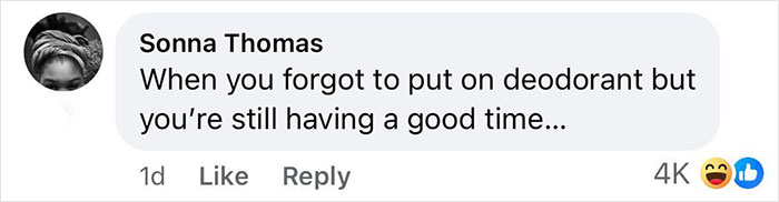 Comment from Sonna Thomas reading When you forgot to put on deodorant but you&rsquo;re still having a good time with 4K likes, viral clip Simon Cowell bike accident survival