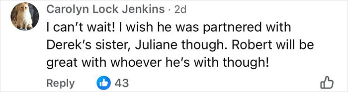 User comment on social media expressing excitement and opinions about personal relationships and partnerships. User comment on social media expressing excitement and opinions about personal relationships and partnerships.