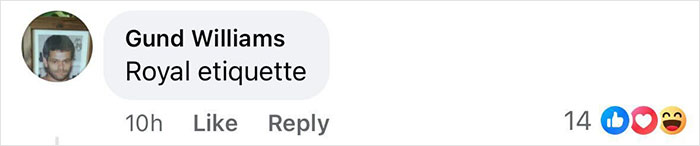 Comment by Gund Williams saying Royal etiquette in a social media post discussing the royal funeral event.