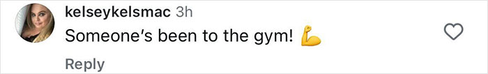 Comment on social media praising a 51-year-old 90s star's toned body and fitness secrets with a flexed bicep emoji.