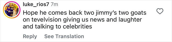 Instagram comment by user luke_rios7 expressing hope for Jimmy Fallon and Jimmy Kimmel's return to television.