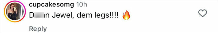 Screenshot of an Instagram comment praising a 51-year-old 90s star&rsquo;s toned body in a bikini and fitness dedication.
