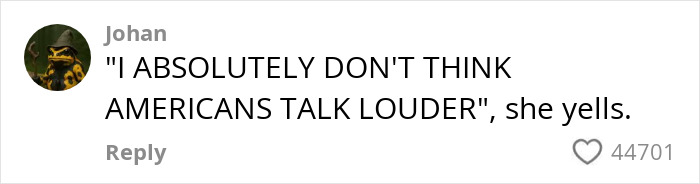 Alt text: Comment criticizing Olympic gold medalist Keely Hodgkinson&rsquo;s statement about Americans being loud in a social media post.