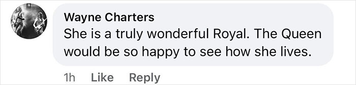 Comment praising a royal&rsquo;s character, highlighting admiration and how the Queen would be happy with her life.