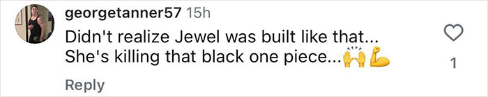 Comment praising a 51-year-old 90s star&rsquo;s toned body in a black swimsuit and fitness secrets shared with fans.