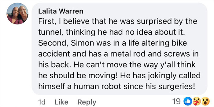 Comment explaining Simon Cowell's recovery after a life-altering bike accident with metal rods and screws in his back.