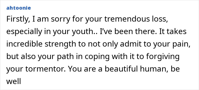 Comment expressing sympathy and strength in coping with bullying, related to Charlie Kirk high school claims.