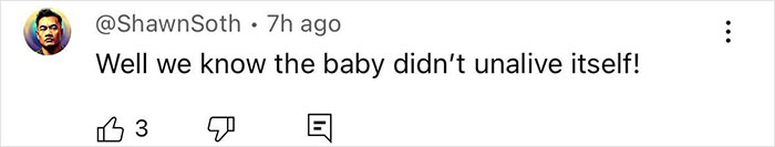 Screenshot of a social media comment reacting to a case involving a cheerleader and a newborn in a closet.