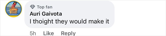 Comment by Auri Gaivota expressing doubt about Nicole Kidman and Keith Urban's relationship lasting shared on social media.