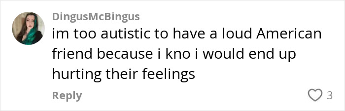 Comment on social media discussing loud Americans in response to Olympic Gold Medalist Keely Hodgkinson's remarks.