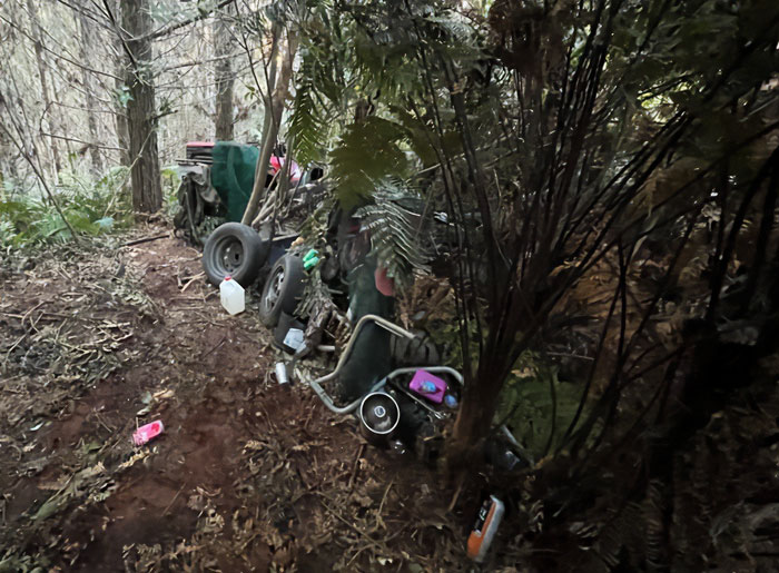 Campsite in the wilderness with scattered belongings and equipment where kids vanished, mom breaks her silence.