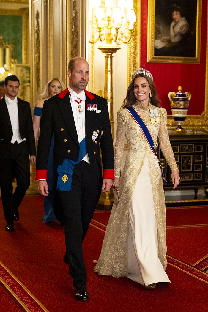 Kate Middleton dressed in gold with a tiara seated alongside unexpected Trump relative at state banquet Kate Middleton dressed in gold with a tiara seated alongside unexpected Trump relative at state banquet