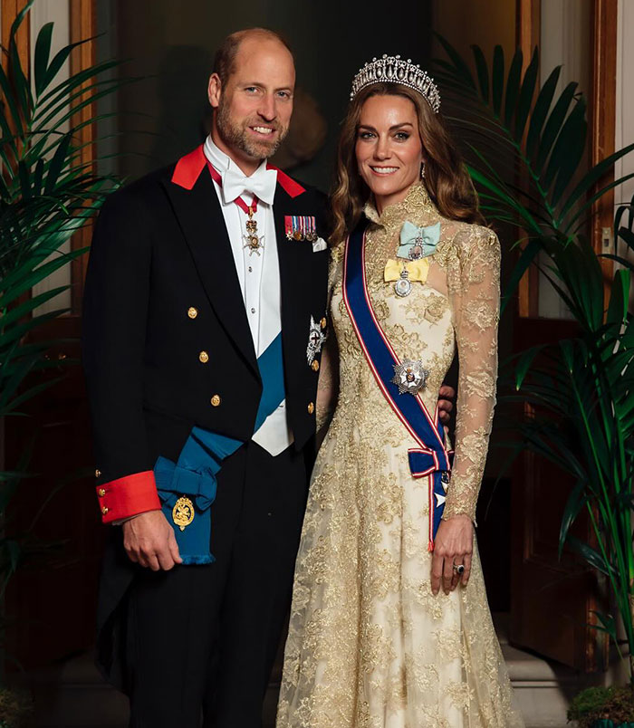 Prince William and Kate Middleton dressed formally at a state banquet with an unexpected Trump relative present. Prince William and Kate Middleton dressed formally at a state banquet with an unexpected Trump relative present.