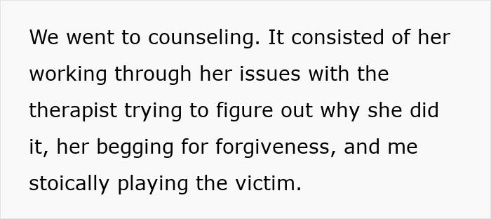 Text describing a husband discovering his wife cheating, outsmarting her with pro revenge, and walking away with everything.