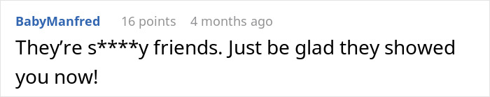 Screenshot of an online comment expressing frustration over cheap wedding shower gifts sparking bride demands for money.