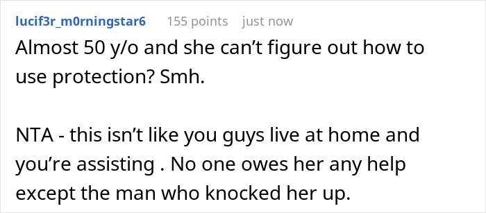 Screenshot of an online comment discussing a 46-year-old woman expecting adult kids to drop everything to help.