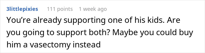 Comment discussing financial support conflict between stepbrother and man over pregnant girlfriend, highlighting relationship drama. Comment discussing financial support conflict between stepbrother and man over pregnant girlfriend, highlighting relationship drama.