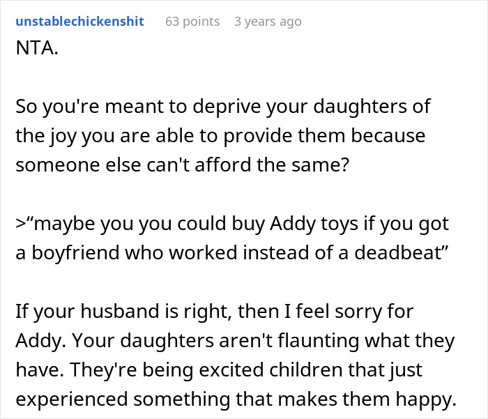 Comment discussing daughters, SIL anger, and children&rsquo;s Easter gifts in a family dispute on a parenting forum.