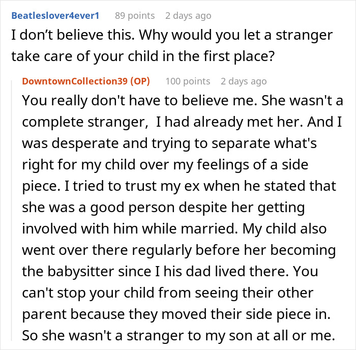 Online discussion about lady locking out affair partner's kid in winter while mom gets revenge with a taste of her own medicine.