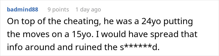Comment from badmind88 discussing cheating and inappropriate behavior causing sister-boyfriend relationship drama in an online forum.