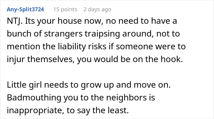 Screenshot of a user comment discussing a woman demanding to marry in a stranger&rsquo;s backyard and their refusal reaction.