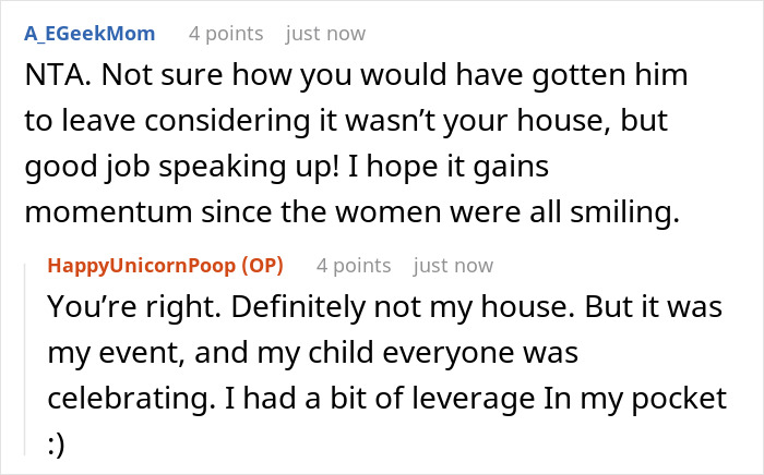 Online comments showing a lady standing up for cousin's wife against rude hubby, facing backlash from men in family.