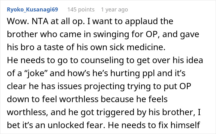 Comment discussing a man joking about trading his wife and his twin brother offering to date her instead.