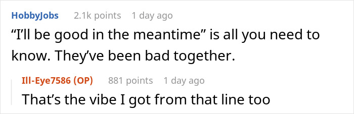 Screenshot of a conversation discussing the vibe of a found another woman valentine card and its meaning.