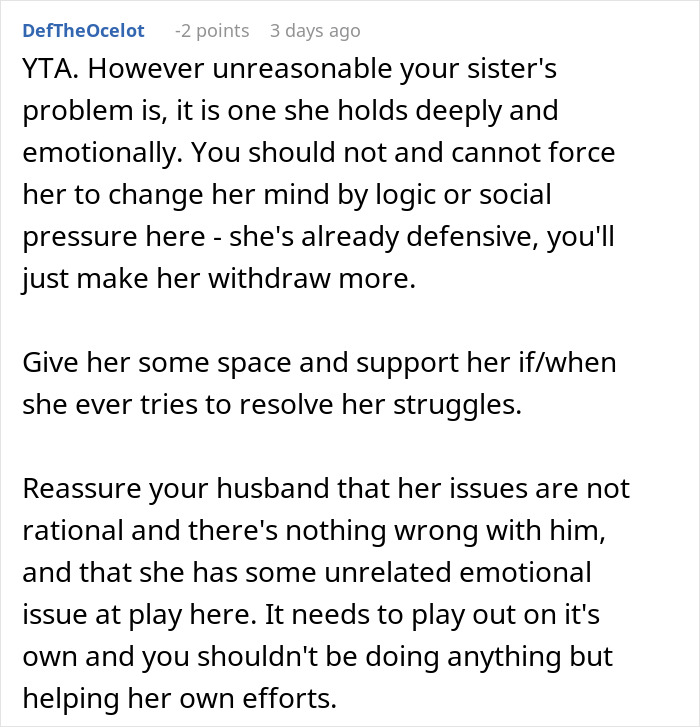Comment advising to give the woman space and support as she forbids BIL from talking to her despite seeing her nephew less.