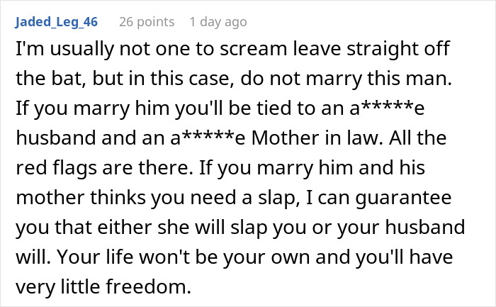 Text from Reddit comment expressing concern about a man lashing out at fianc&eacute;e after family dress shopping without her.